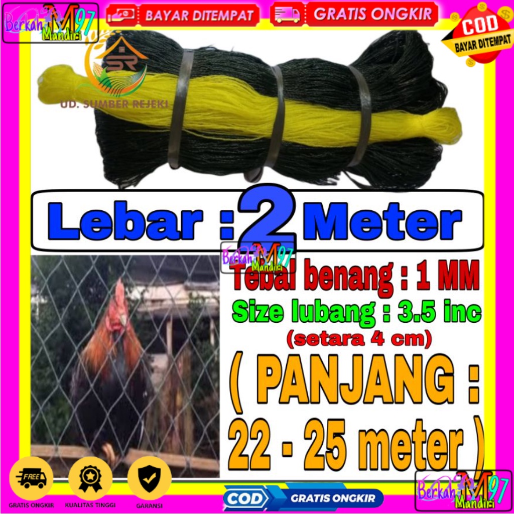 Jaring Pagar Ayam 2 meter / Jaring Serbaguna /Jaring Kandang /Jaring