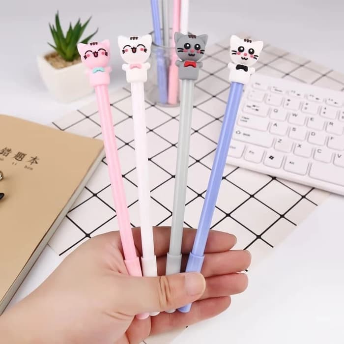 

dk138 Pulpen pen gel Korea karakter unik MOTIF Funny Cat 0.4 mm - Ungu