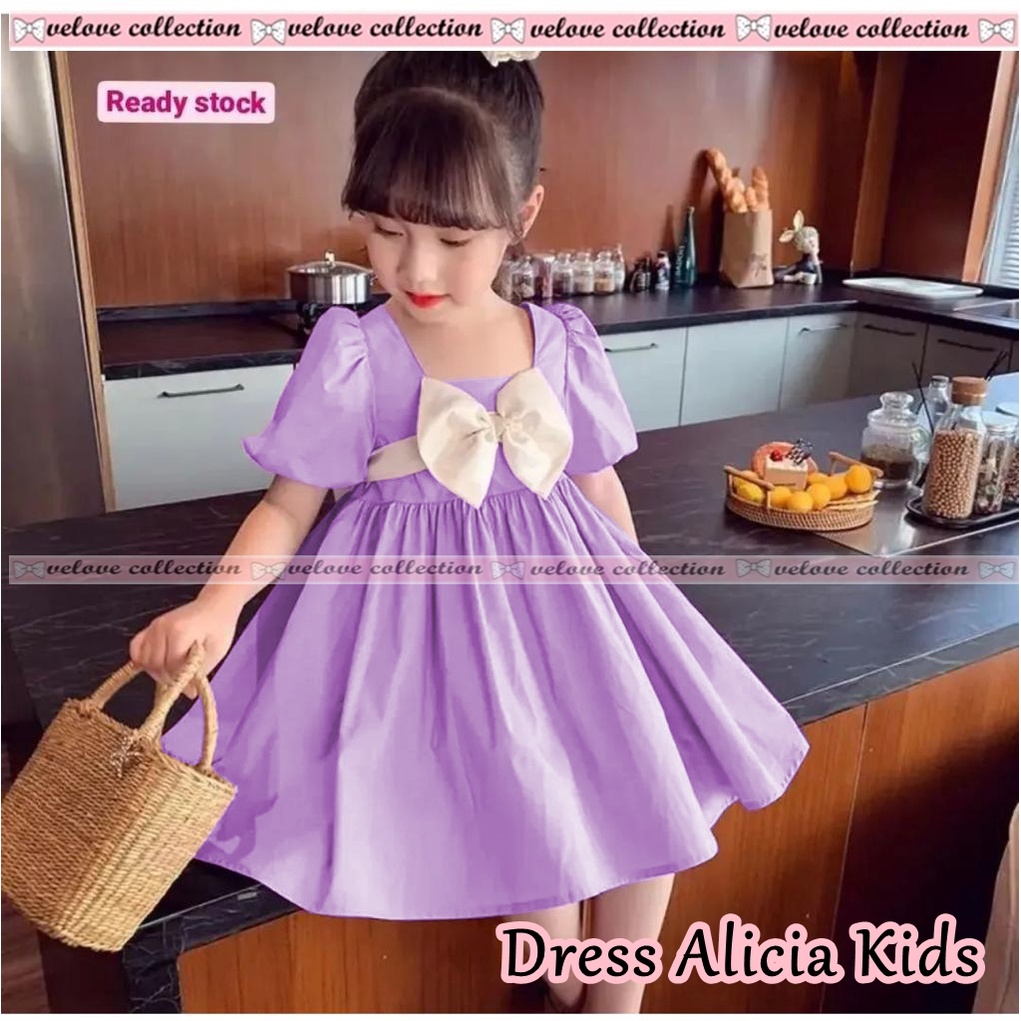 DRESS BIG RIBBON KID GAUN BABYDOLL ANAK Dress ALICIA Aline Kids Fashion Anak Perempuan Terbaru KOREAN STYLE