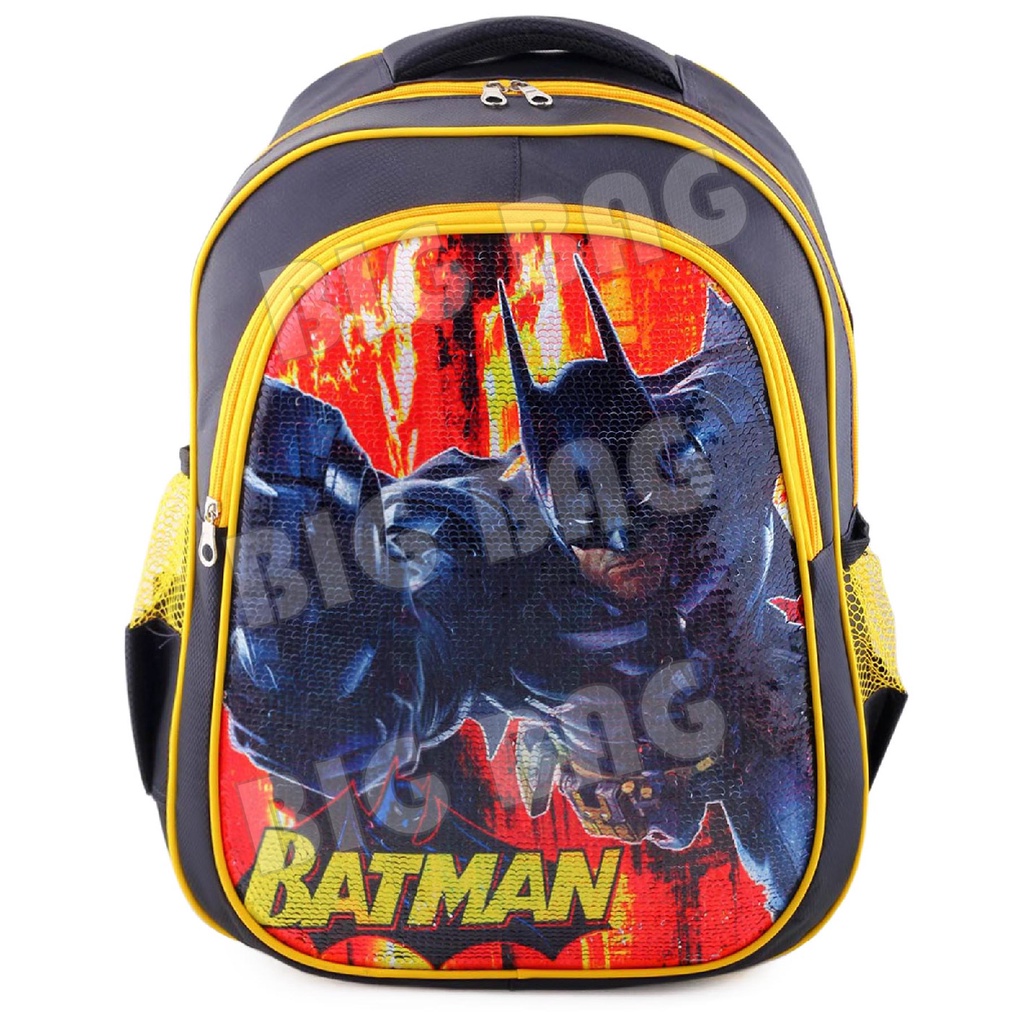 Tas Ransel Anak Laki Laki Karakter POWER RANGERS &amp; BATMAN - Tas Ransel Model Usap / Swipe + BOTOL