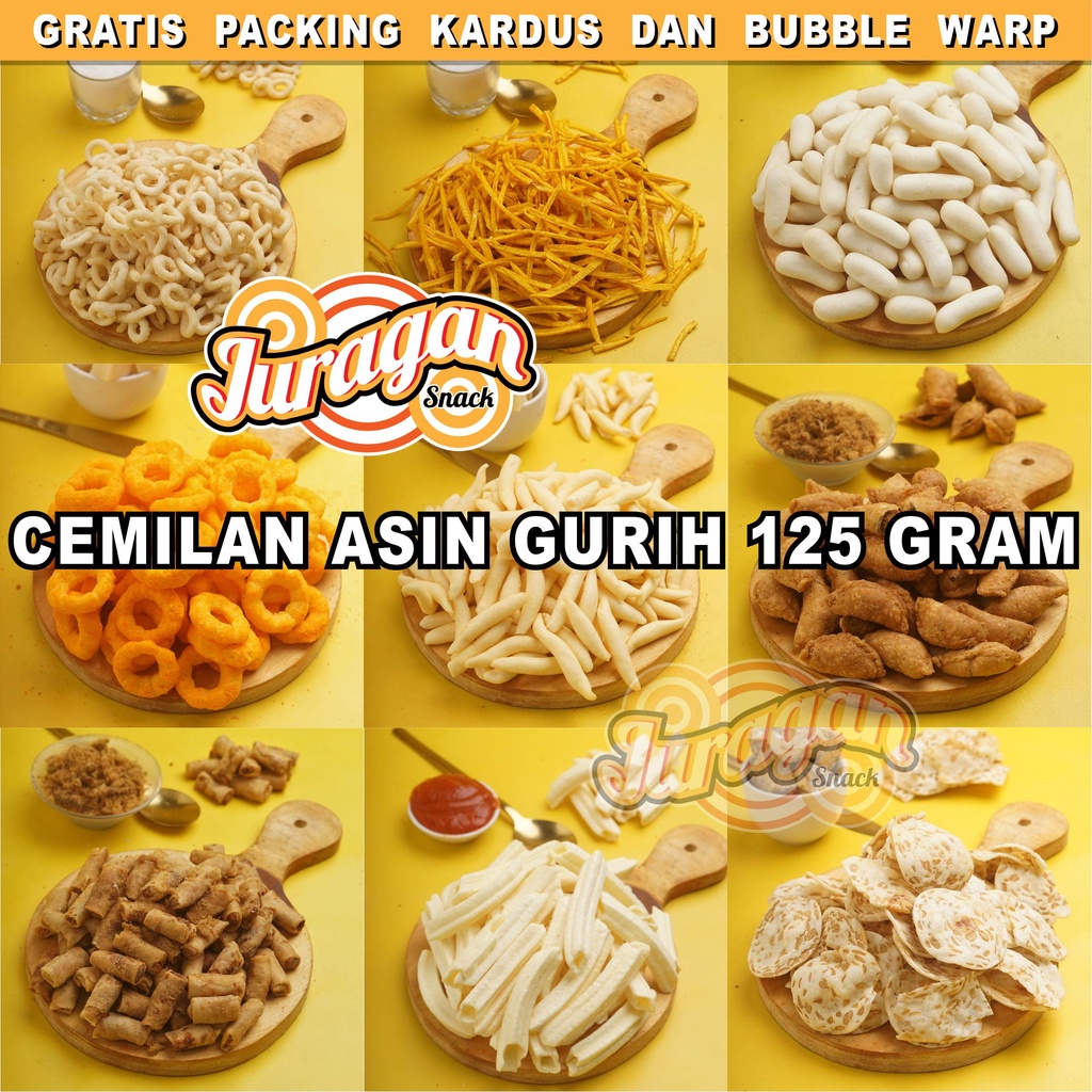 SNACK KILOAN ASIN GURIH 125 GRAM makanan ringan jajanan cemilan camilan pedas asin gurih murah