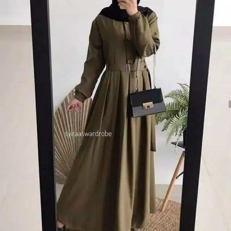 GAMIS SYFA DUSTY / LIONA BELT BUSUI BUMIL DRESS MOSCREPE PREMIUM