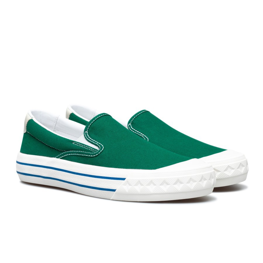 Sepatu Compass Retograde Slip On [Black White/Green/White/Blue]-Green