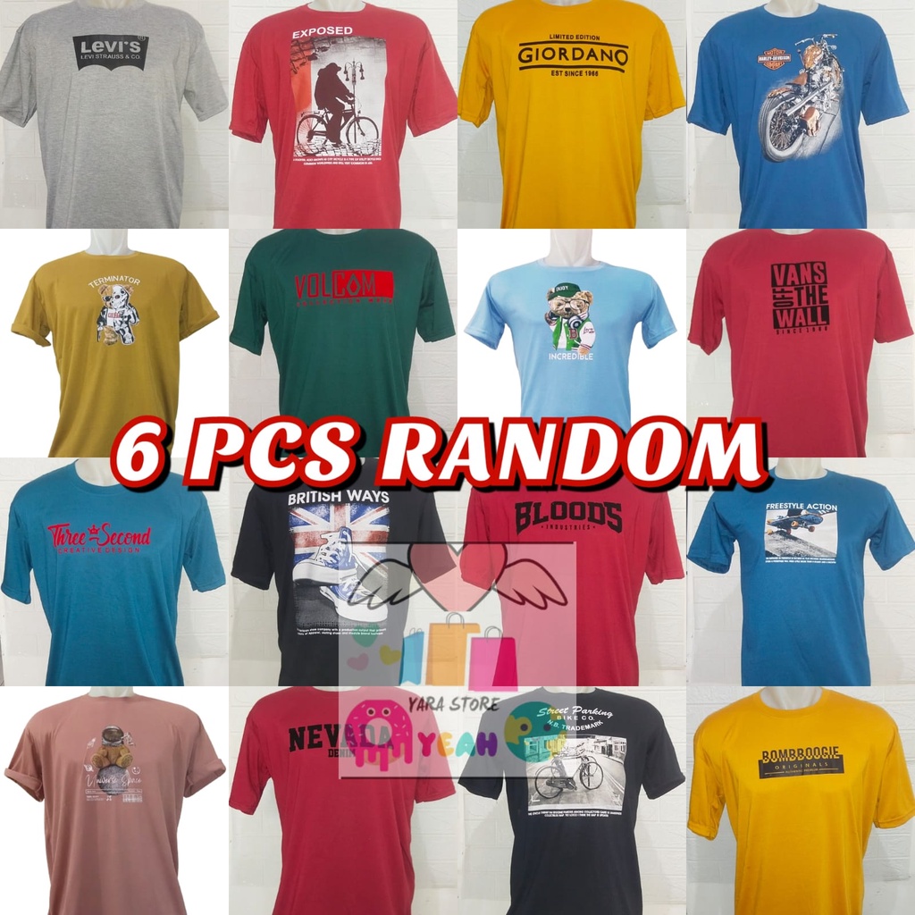 PAKET ISI 6 KAOS / Fashion Pria / Kaos Pria Kekinian / Kaos Distro / T-Shirt Pria / Kaos Bertulisan / Kaos Distro Pria / Kaos Murah / Kaos Bergambar / Kaos Pria Keren / Kaos Pria Murah