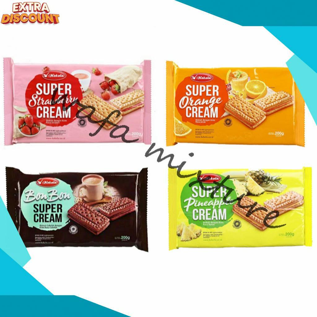 

PROMO AWAL TAHUN Bsikuit Kokola Super Cream Sandwich Coklat Orange Strawberry Pineaple 18grm cocok u bingkisan hajatan acara nikahan hampers parcel lebaran idul Fitri