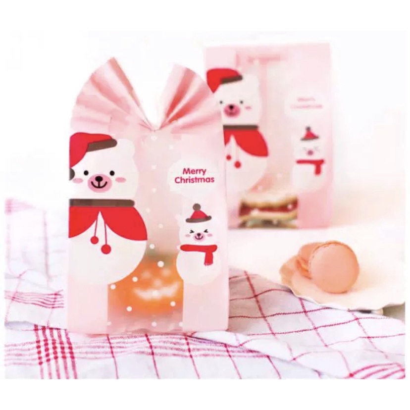 5 pcs Kantong Kue Natal - Cookies Bag Kantong Kemasan Permen / Snack G 1 gusset