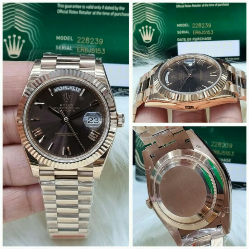 jam tangan pria rolex daydate automatic mesin swiss kualitas ori