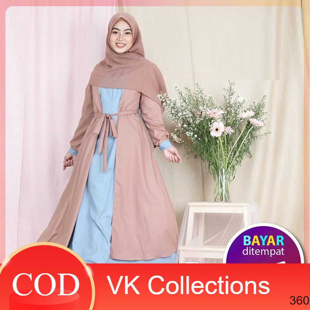 ATINA Dress Wanita Adem Trendy Muslimah Model baru Simple by LF dres muslim / dress muslim