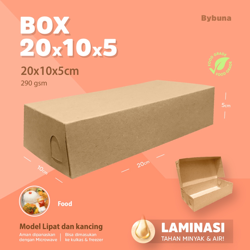 

BOX 20x10x5 KRAFT PAPER KERTAS COKLAT KOTAK MAKAN KOTAK NASI DUS NASIBOX DIMSUM MARTABAK ROTI