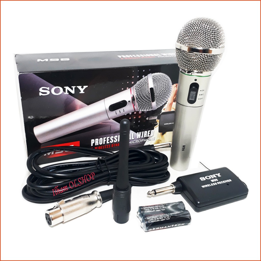 Microphone SONY M-96 Mik Karaoke/Mikrofon/Mic Single Wireless dan Kabel