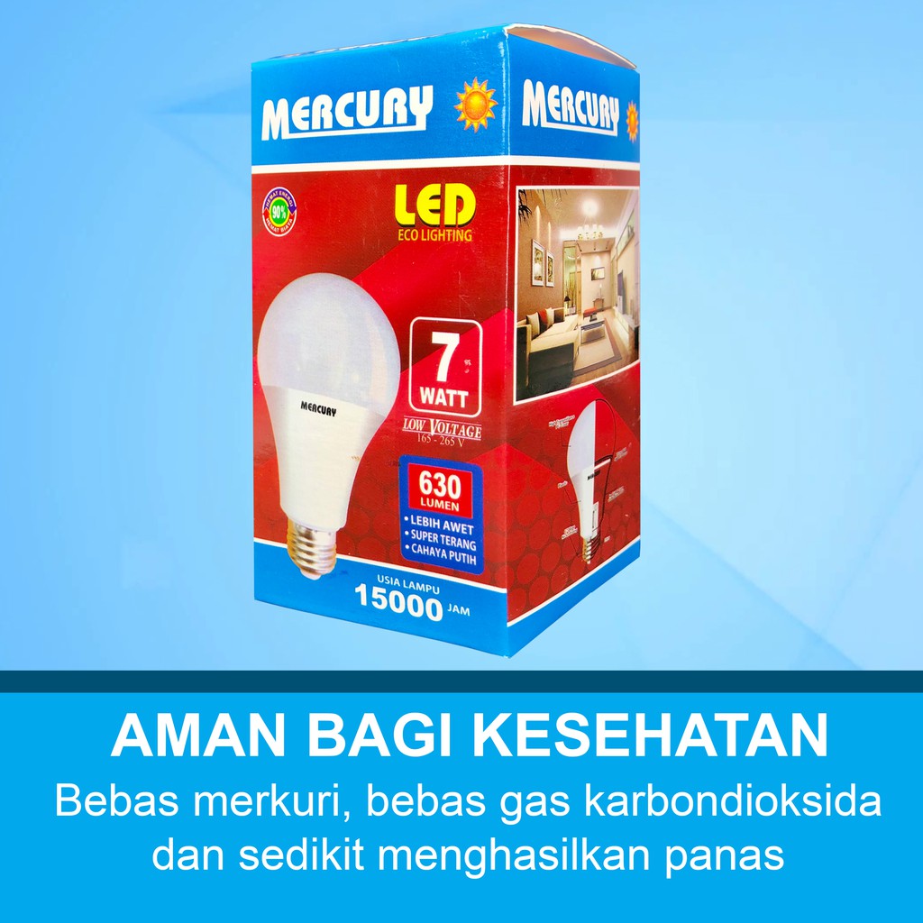 MERCURY LIGHTNING 7W Bohlam LED A Bulb Lampu LED 7 Watt 7 W GARANSI 3 THN ORIGINAL