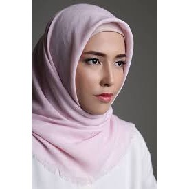 PJ - Hijab Jilbab Kerudung Segi empat Paris Red Rose Scarf Polos Muslim Murah Wanita Tanah Abang