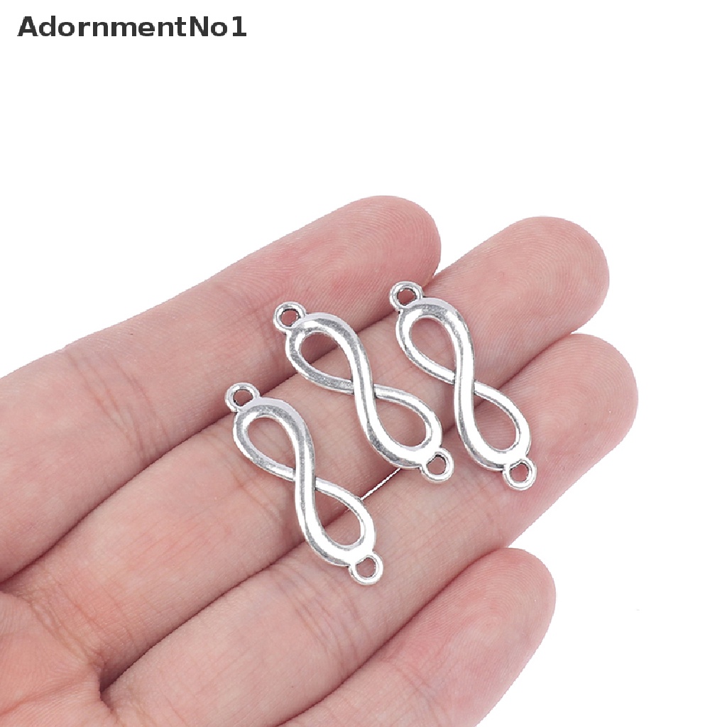 (AdornmentNo1) 20pcs Charms Link Simbol Infinity Warna Silver DIY