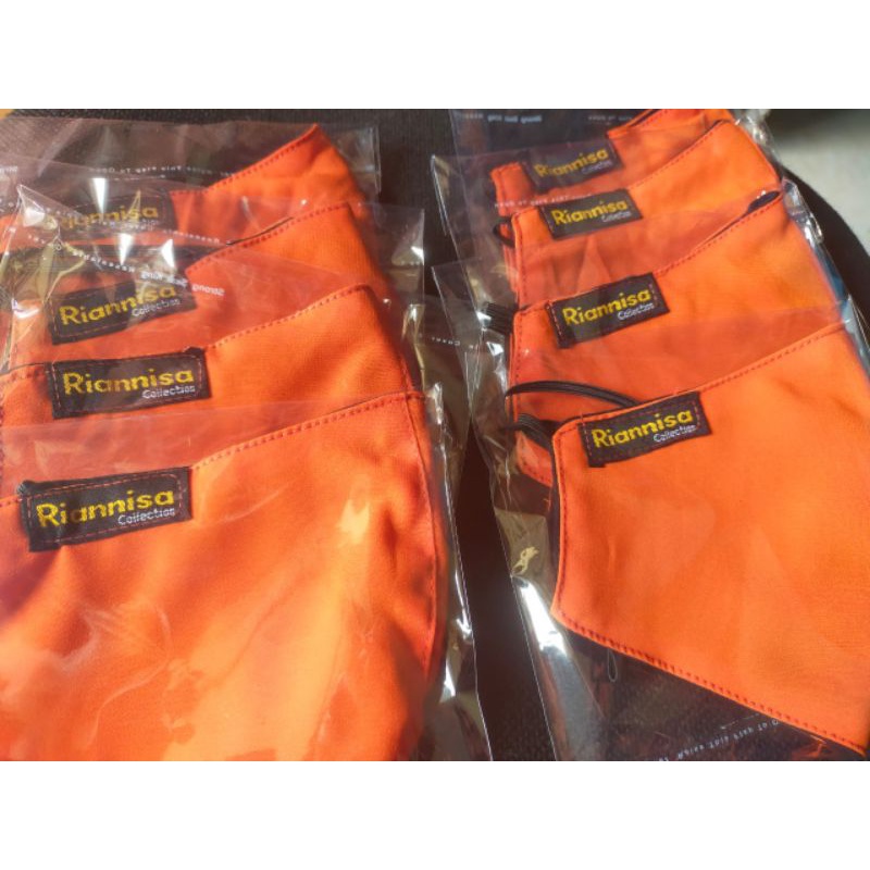 Masker PKS oranye 2 lapis hijab / non hijab/ earlop /headlop