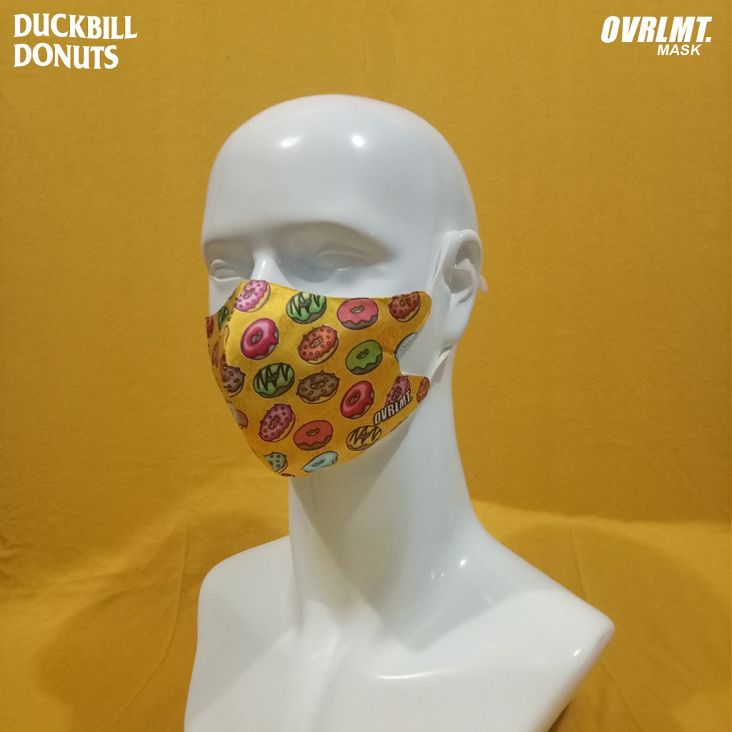 Masker duckbill Overlimit Donut masker Kain Pria Wanita Cowok Cewek hijab Tali Karet Elastis 3 PLY