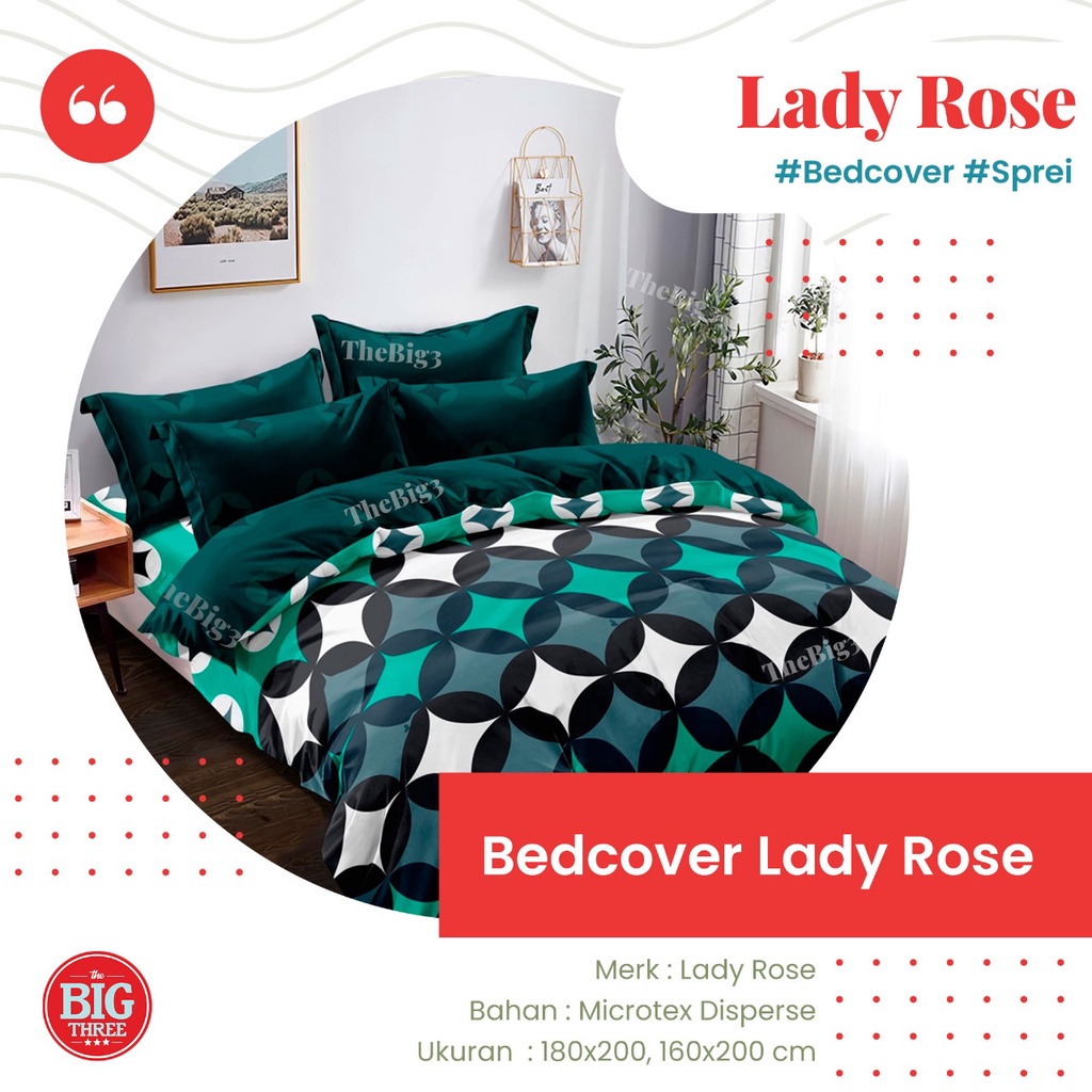 Bedcover + Sprei Rumbai LADY ROSE 180x200 / 160x200 motif - Anela Kitty Tundra Rino Okta Poppy Wilis William Walter  King Size Ladyrose 180 BC