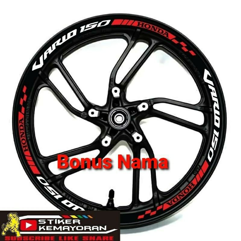 cutting stiker lis roda motor vario 110 125 150,velg vario murah - merah full Berkualitas