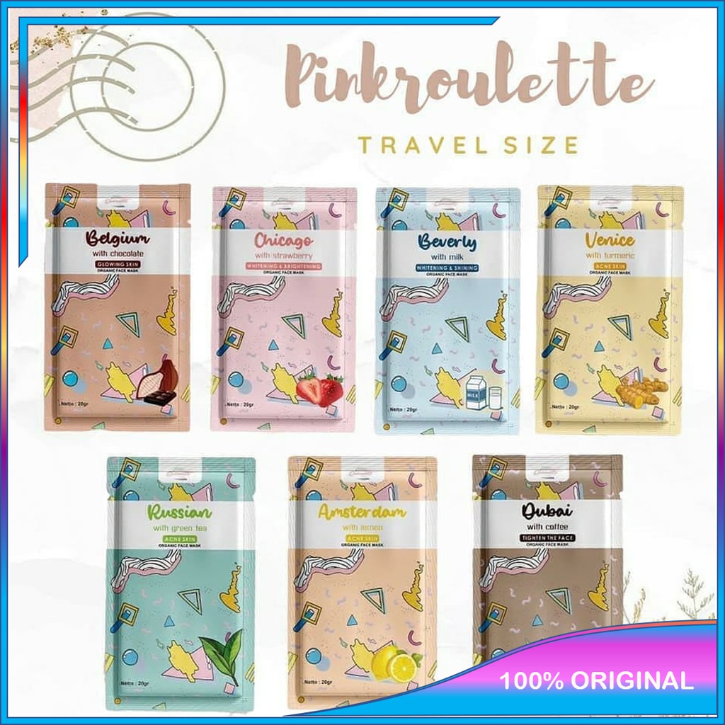 Pinkroulette Travel Size 20gr | Masker Pinkroulette Organik | Masker Viral tiktok