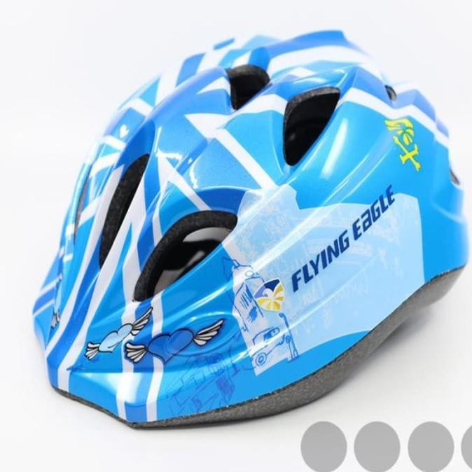 Helm Anak Pink Biru Sepatu Roda Dan Sepeda Merk Flying Eagle V5 Biru Diskon5Persen