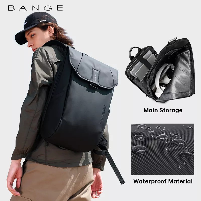 BG2575 Tas Bange Pria Ransel Pria Laptop 15.6 Foldable Scalable USB