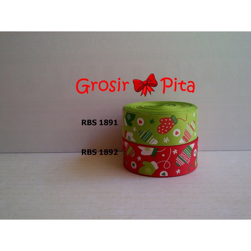 

(25 yard) Pita Grosgrain Motif Natal RBS 1891,1892 | Pita Motif Christmas | Toko Bahan Craft | Grosir Pita