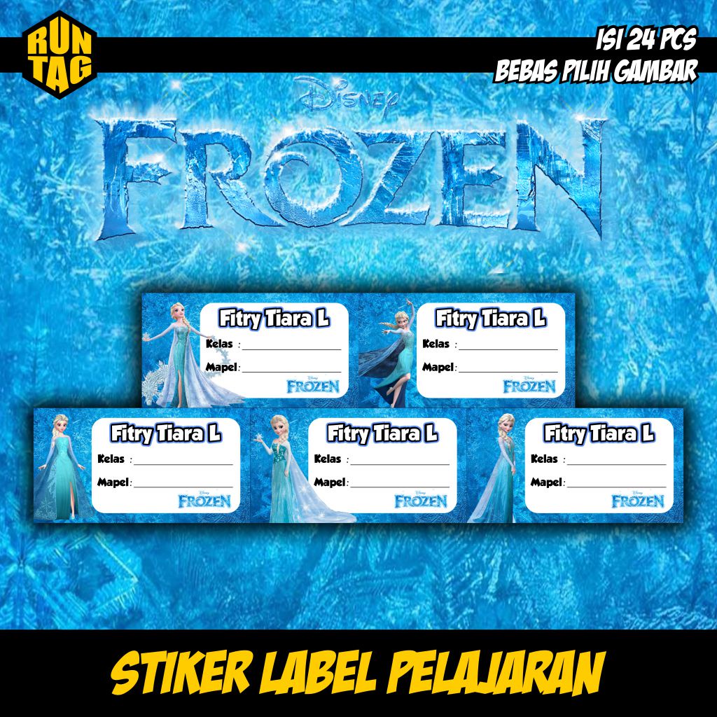 

stiker label mata pelajaran buku sekolah custom frozen