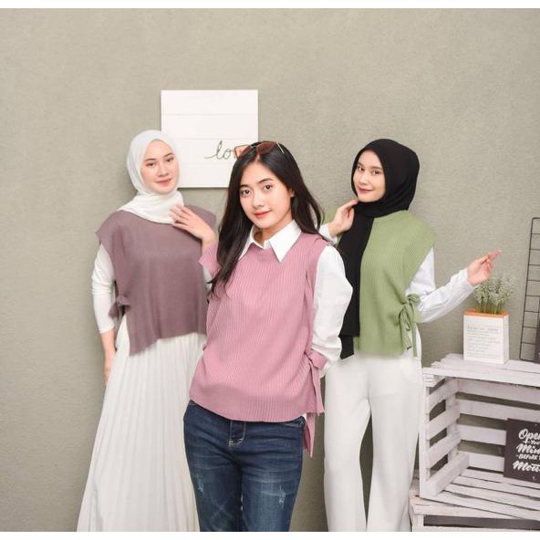 BEFAST - ZEC OOTD Wanita Rompi MEZHA / RJT Wenda jalur Knit Vest Outer / Rompi Luaran Wanita