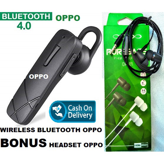 OPPO Handsfree Bluetooth BONUS HEADSET SUPERBASS OPPO Earphone Wireless Bluetooth Universal OPPO