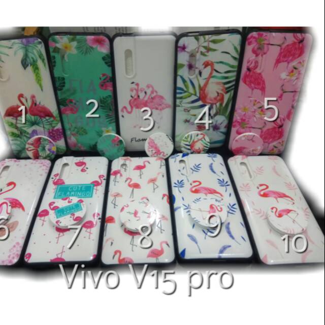 Case fuze glass flamingo + popsocket Vivo V15 pro