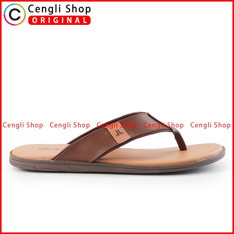 SANDAL CASUAL JIM JOKER PRIA ORIGINAL JEPIT KULIT BRANDED COKLAT JJ14