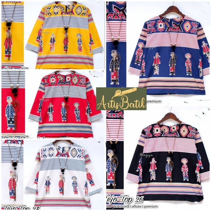 NEW ARRIVAL BLUS TOP 24 25 26 27 28  BLOUSE MBOK JAMU GENDHONG  JUMBO LD 110 MOTIF KARAKTER BLOUSE C