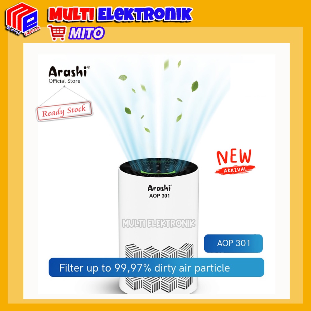 Penyaring Udara Arashi AOP301 dengan HEPA Filter dan Lampu UV-A - Portable dan Rechargeable