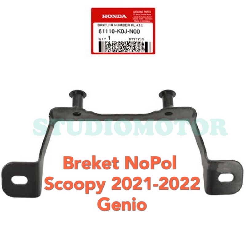 BREKET DUDUKAN PLAT NOMOR DEPAN NOPOL BRACKET NUMBER PLATE Stay Front Plat 81110K0JN00 SCOOPY PRESTIGE 2021 K2F - GENIO 2019 Ori Honda AHM 81110-K0J-N00