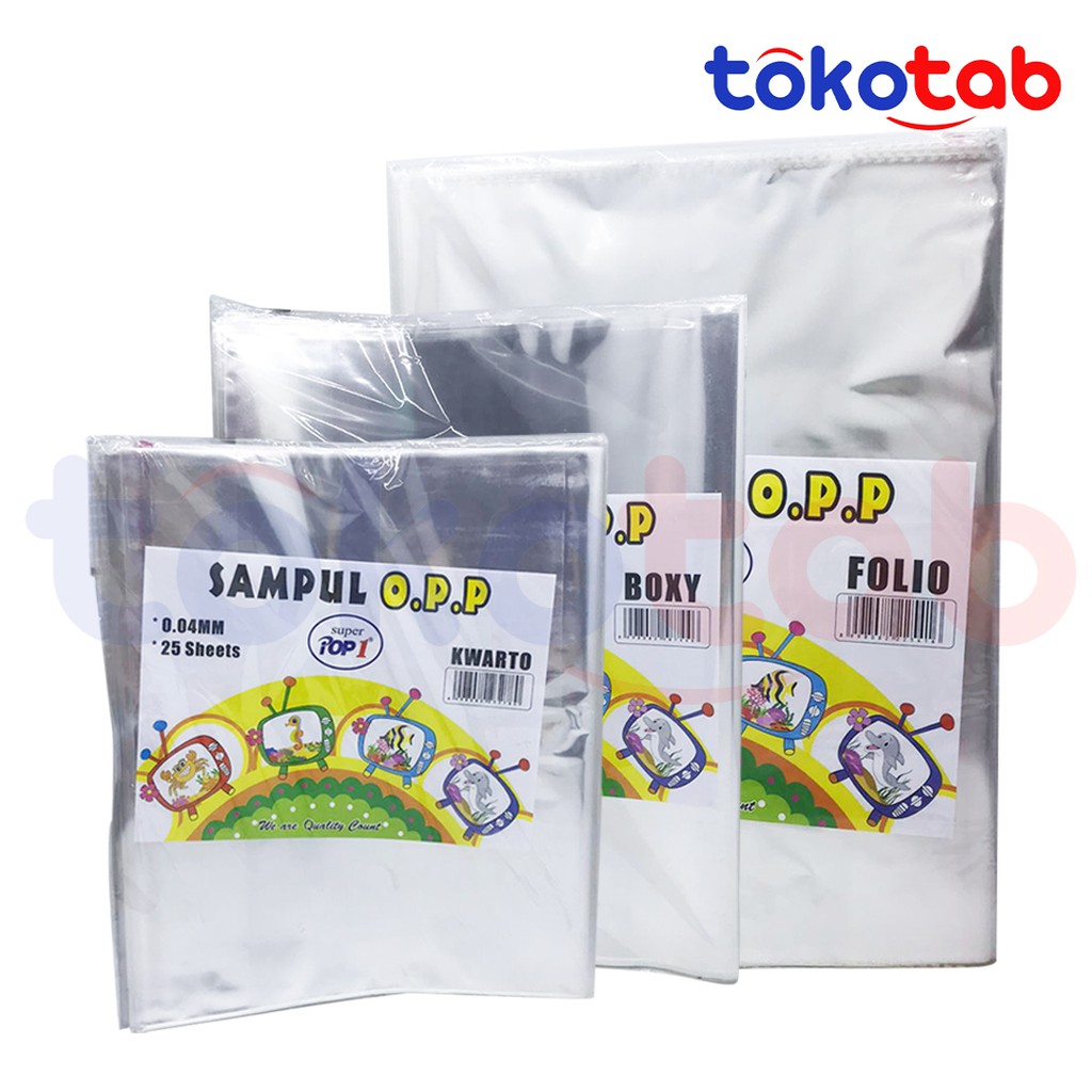 

Super Pop 1 Sampul Buku Plastik OPP 0.04mm 25 Sheets/ Lembar Kwarto - Boxy - Folio