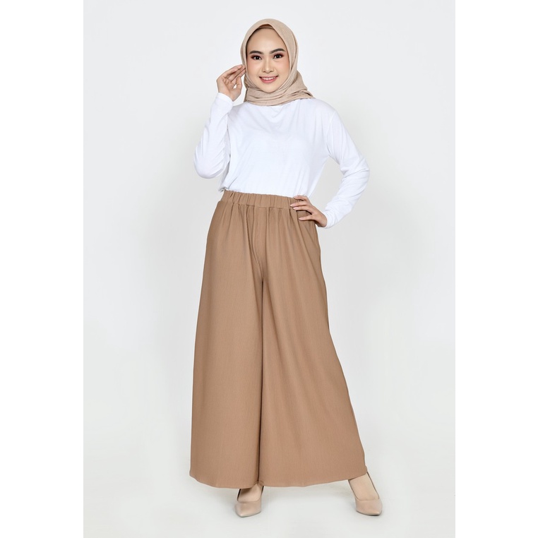 Celana Panjang Kulot wanita fit XXL ZAHRA SIGNATURE Kulot Spandex Winnie-BROWN