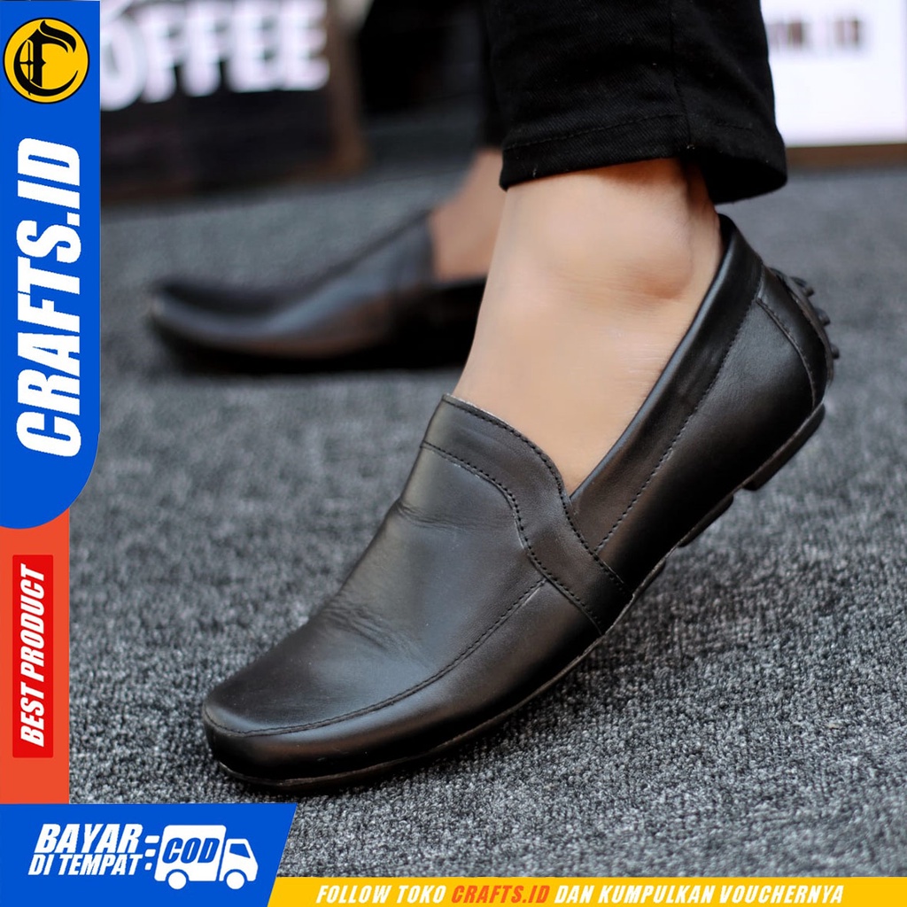 Crafts Videl - Sepatu Casual Slip On Kerja Kulit Asli Pria