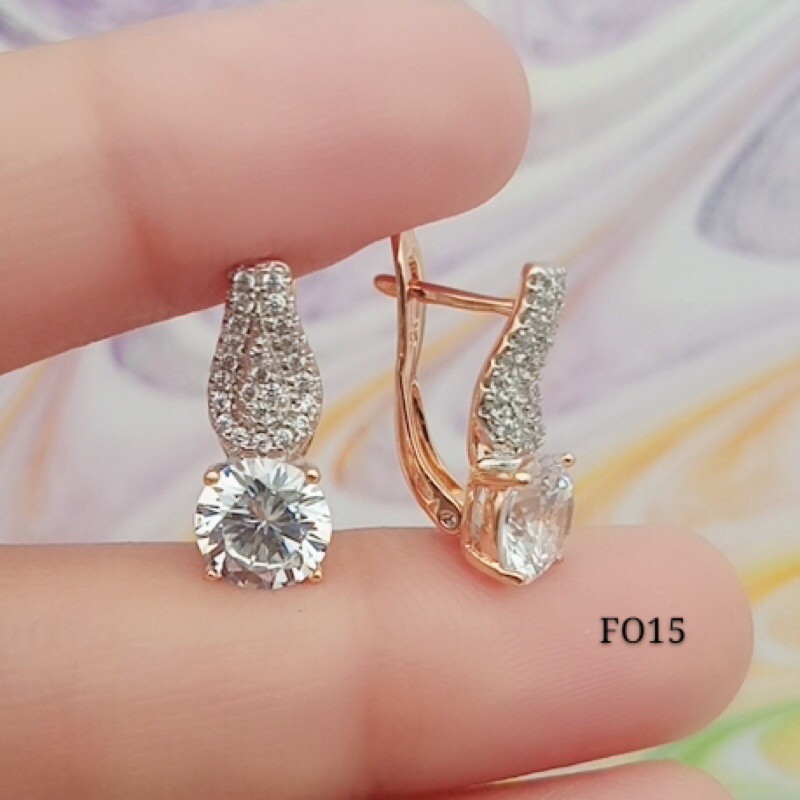 xuping anting permata putih lapisan emas terbaru