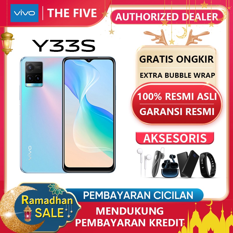 HP vivo Y33s RAM 8GB+4GB ROM128GB 6.58inch 50MP Night Camera 5000mAh 18W Fastcharge 1080p Colorful Screen Garansi resmi COD-1