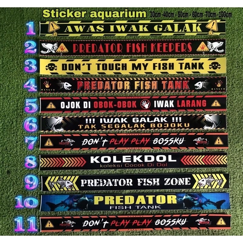 STIKER AQUARIUM IKAN CHANA 70cm 80cm 100cm tinggi 7cm