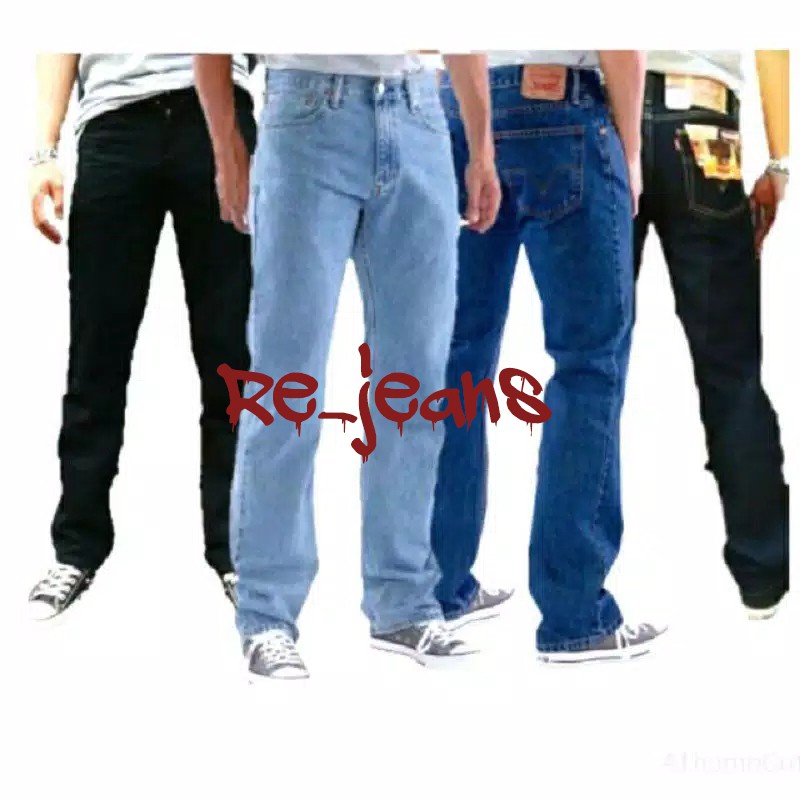 PROMO CELANA JEANS PRIA STANDAR WARNA HITAM / BIRU LANGIT / BIRU GELAP / DONGKER / GARMENT