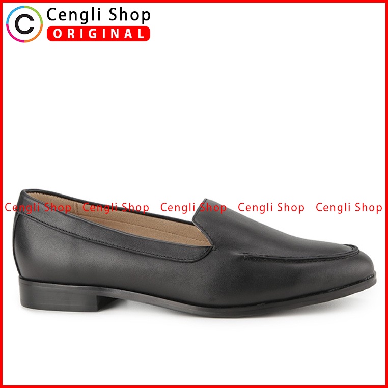 SEPATU PANSUS KULIT OBERMAIN WANITA ORIGINAL LOAFER CASUAL HITAM OW02