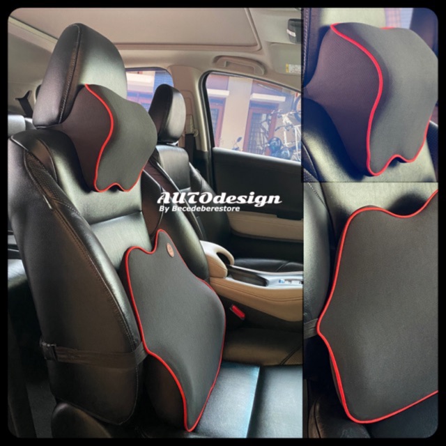 Bantal Mobil Headrest dan Lumbar Bantal Leher Sandaran Punggung Mobil Memory Foam