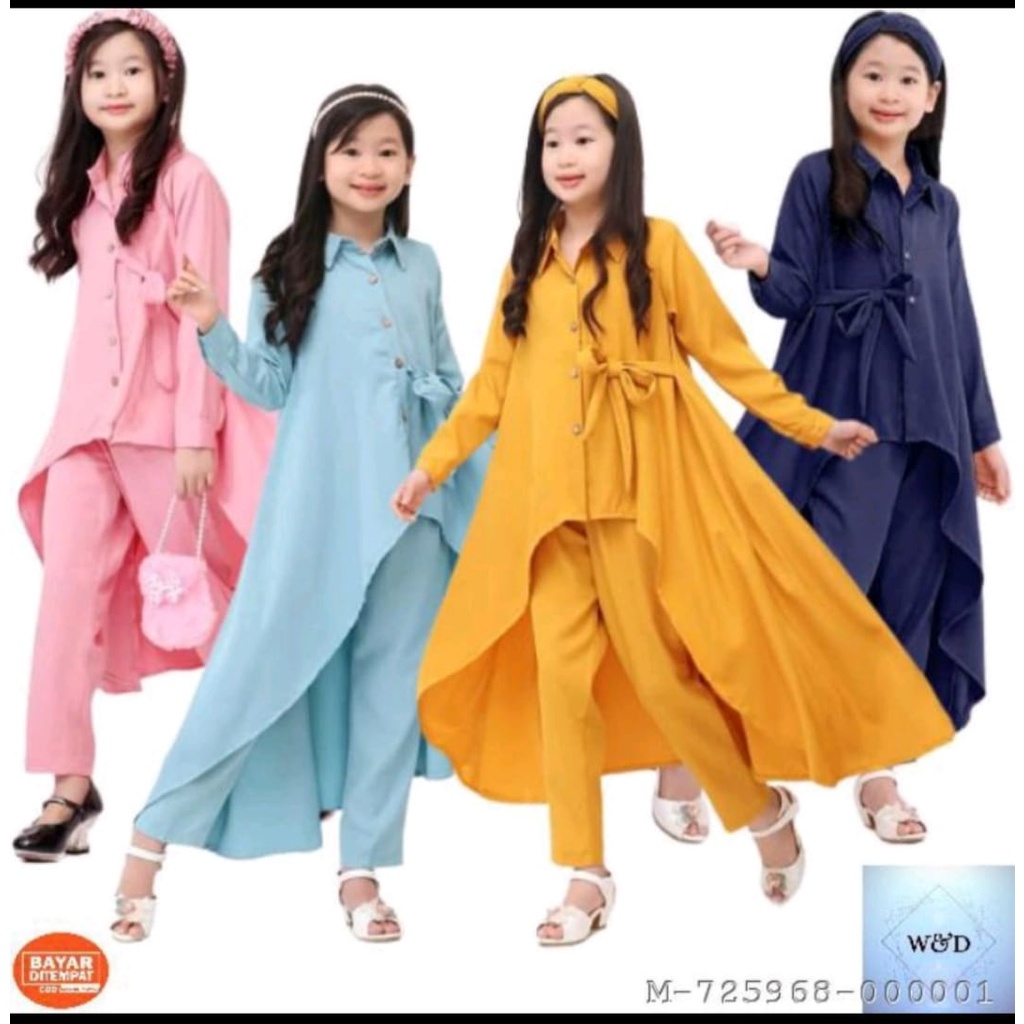 LONG SET ANAK PEREMPUAN TANGGUNG MODEREN TERBARU 11-13 TAHUN // SETELAN ANAK PEREMPUAN BAJU LONG TUN