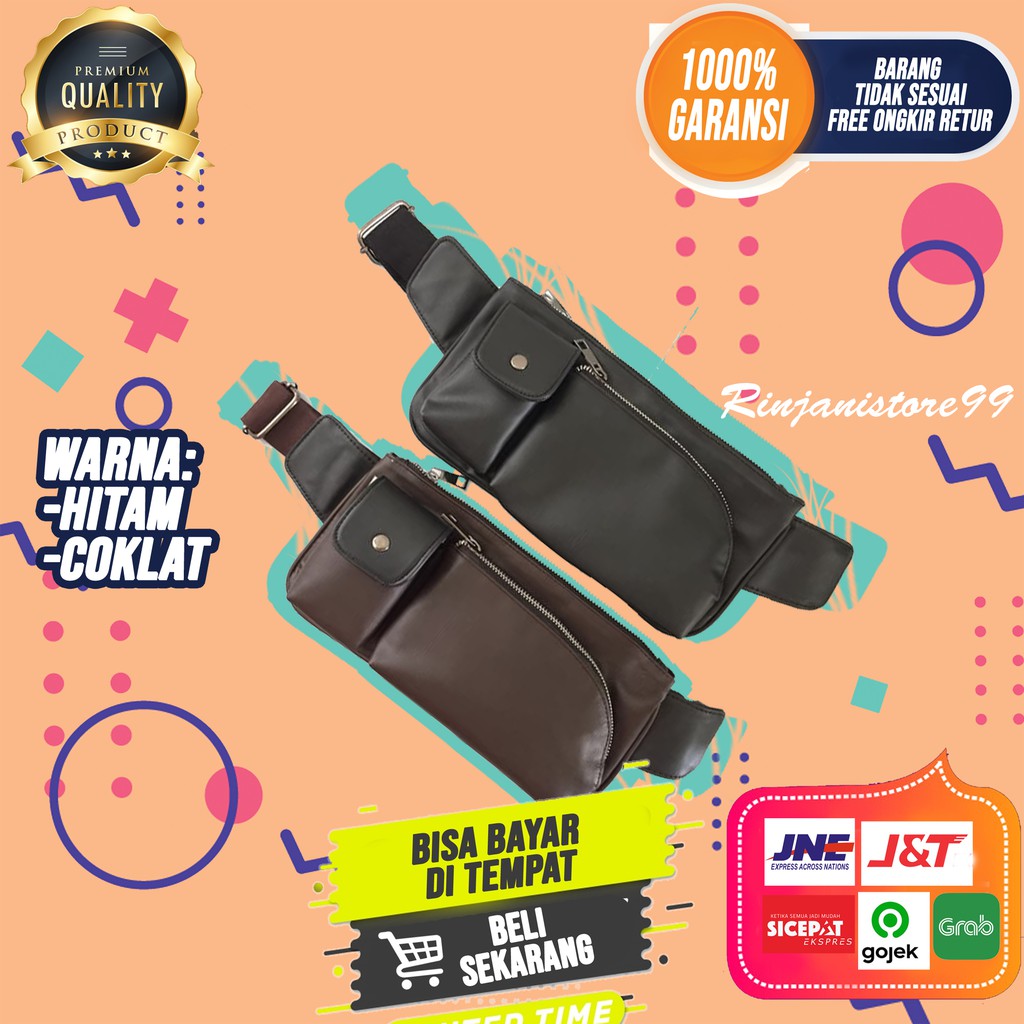 Waist Bag Kulit Cowok Tas Selempang Pria Original Branded Sling Bag Premium Asli Import Murah F130