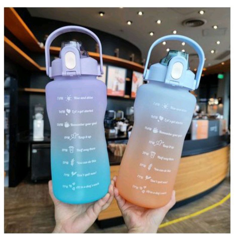 BOTOL MINUM 2 LITER / BOTOL MINUM VIRAL 2 L MOTIVASI MOTIF GRADASI