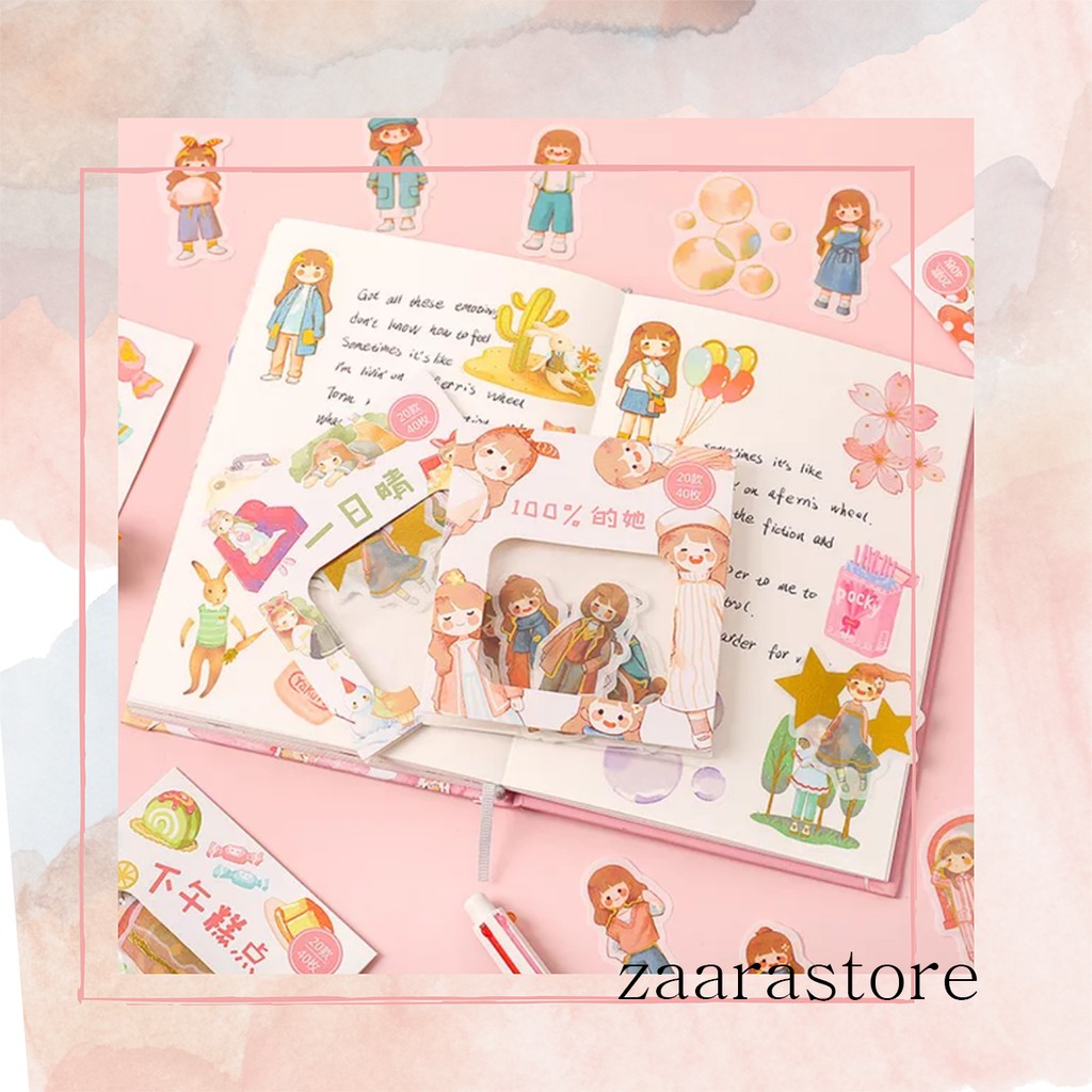 

Cute sticker pack, Decorative Sticker isi 40 pcs dalam satu set