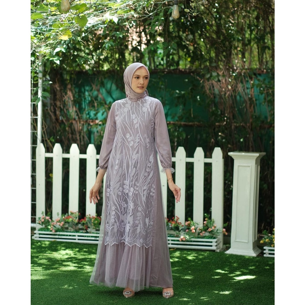 [PROMO TERMURAH] GAMI MALIKA DRESS MAXY GAMIS WANITA MUSLIM LEBARAN TUNANGAN WISUDA MEWAH TILE BROKAT PROMO LEBARAN