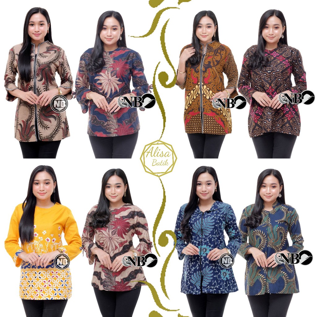 Batik Wanita Atasan Batik Wanita Blouse Batik Wanita S-5L Seragam Kantor Kerja Kekinian Terbaru