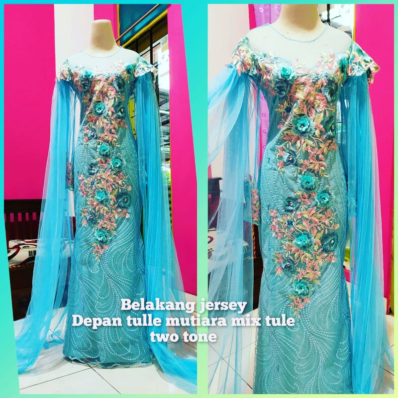 baju singer/baju penyanyi/dres singer/biru langit akar mutiara