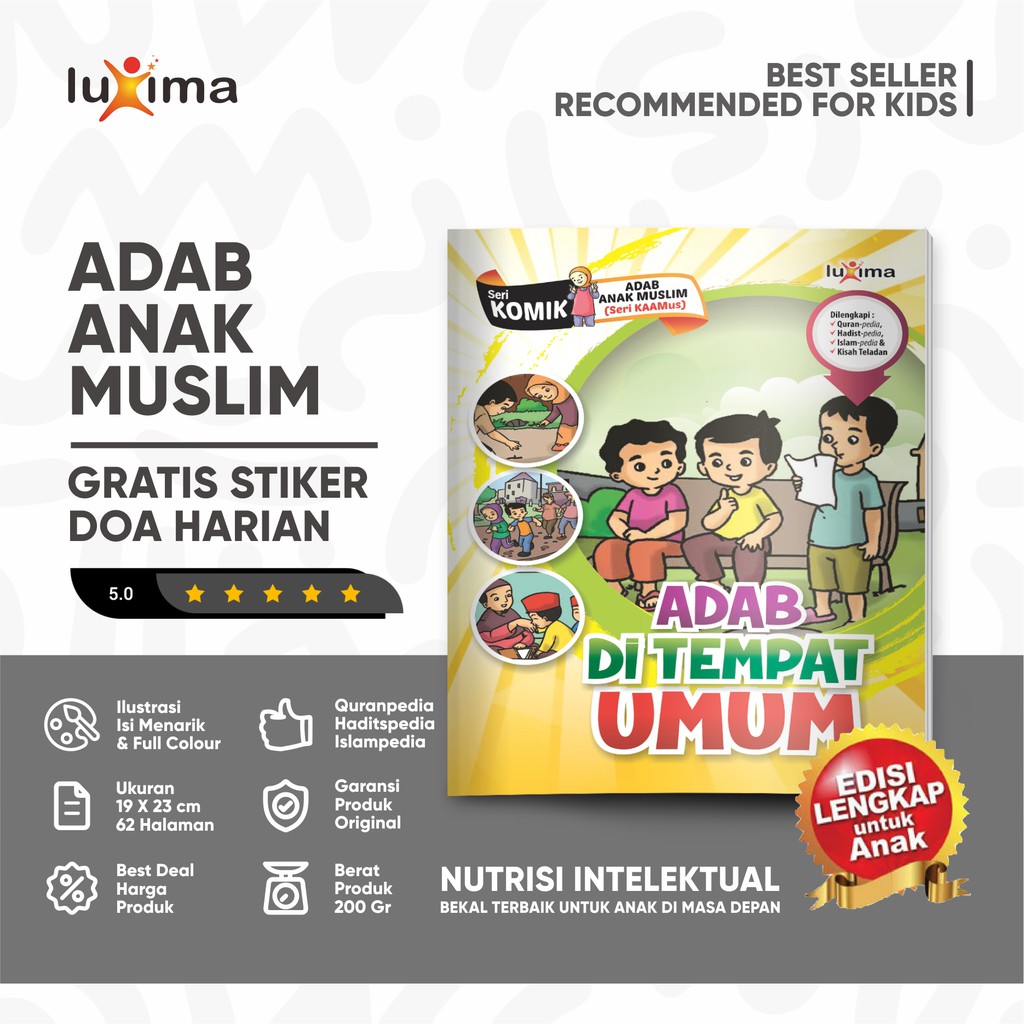 Komik Anak Muslim - Adab di Tempat Umum - Seri Adab Anak Muslim 10 / Buku Cerita Bergambar dan Bacaa